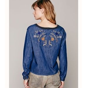 Free People Embroidered Back Chambary Pullover